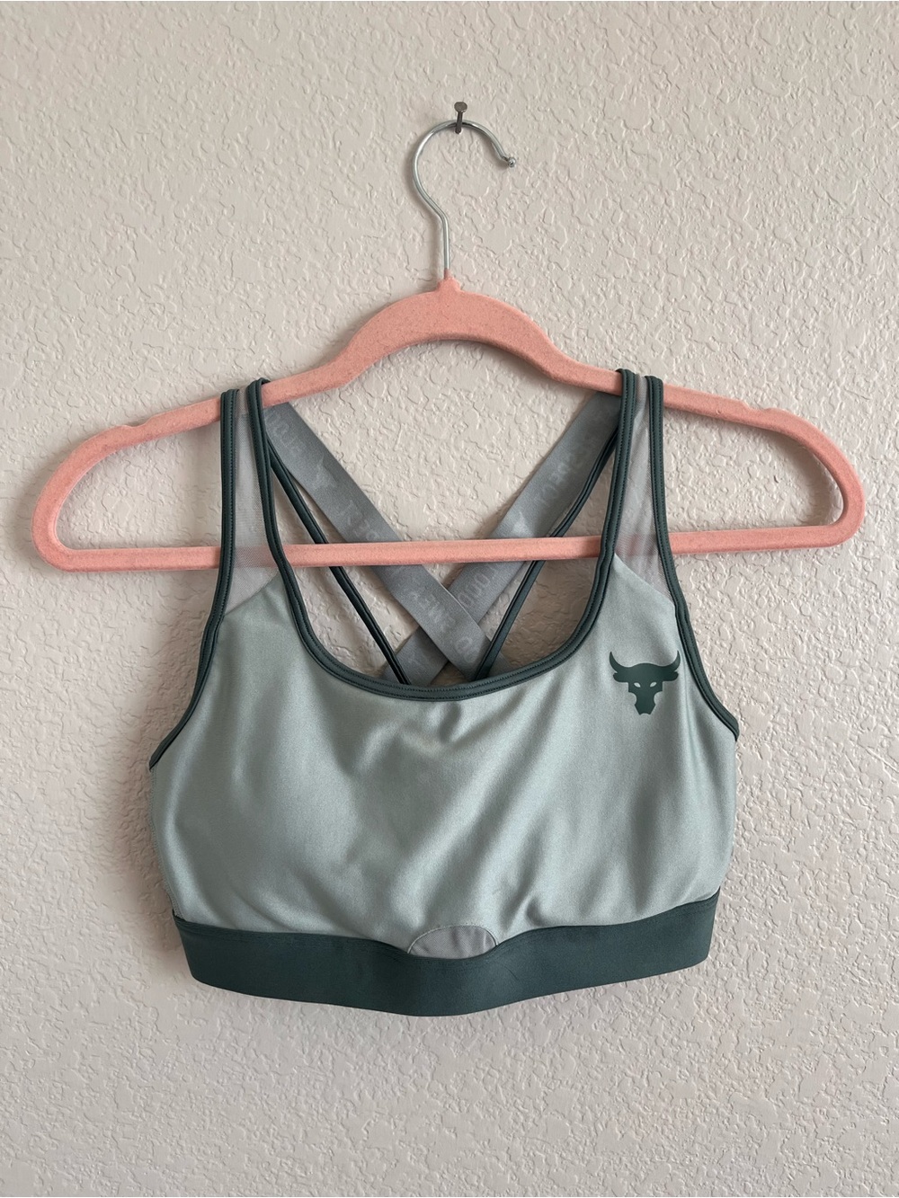 Under Armour Light Sage Sports Bra with Dark Green Trim